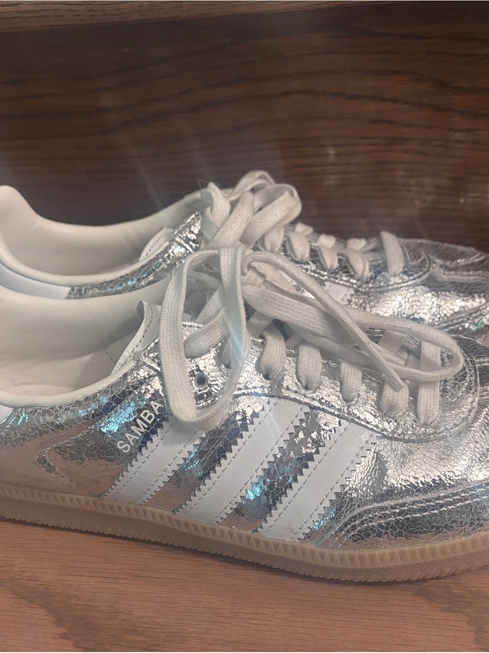 adidas Silver Metallic Samba with Gum Sole - Picture 3 of 5